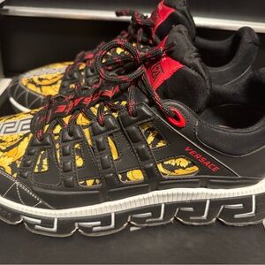 VERSACE Black & Yellow Patterned Men’s Sneakers